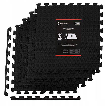 Мат-пазл (ластівчин хвіст) Springos Mat Puzzle EVA 120 x 120 x 1.2 см FM0004 Black Poland, фото 1