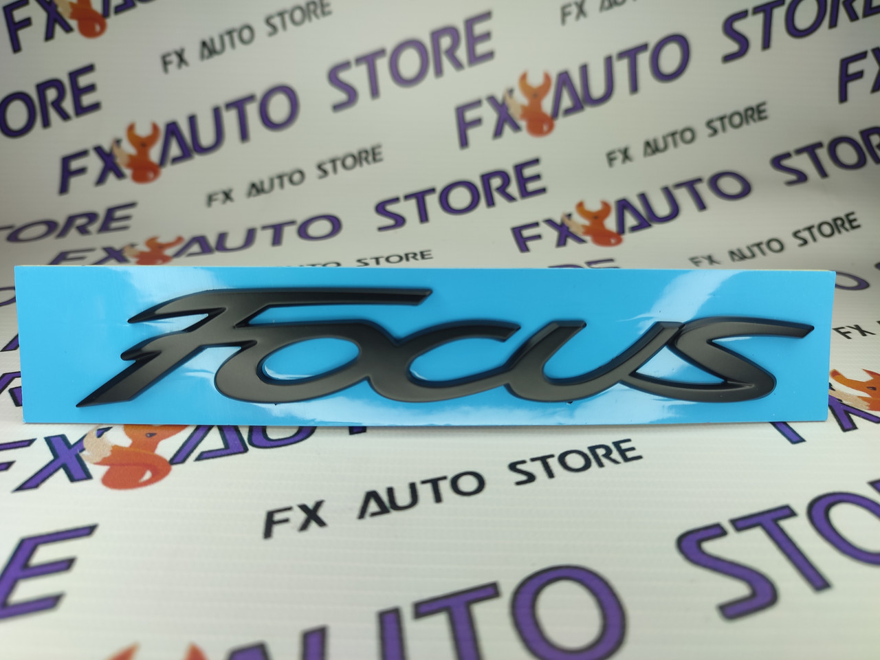 Емблема Логотип шильдик FOCUS Чорна матова 170 X 25 мм для FORD, фото 1