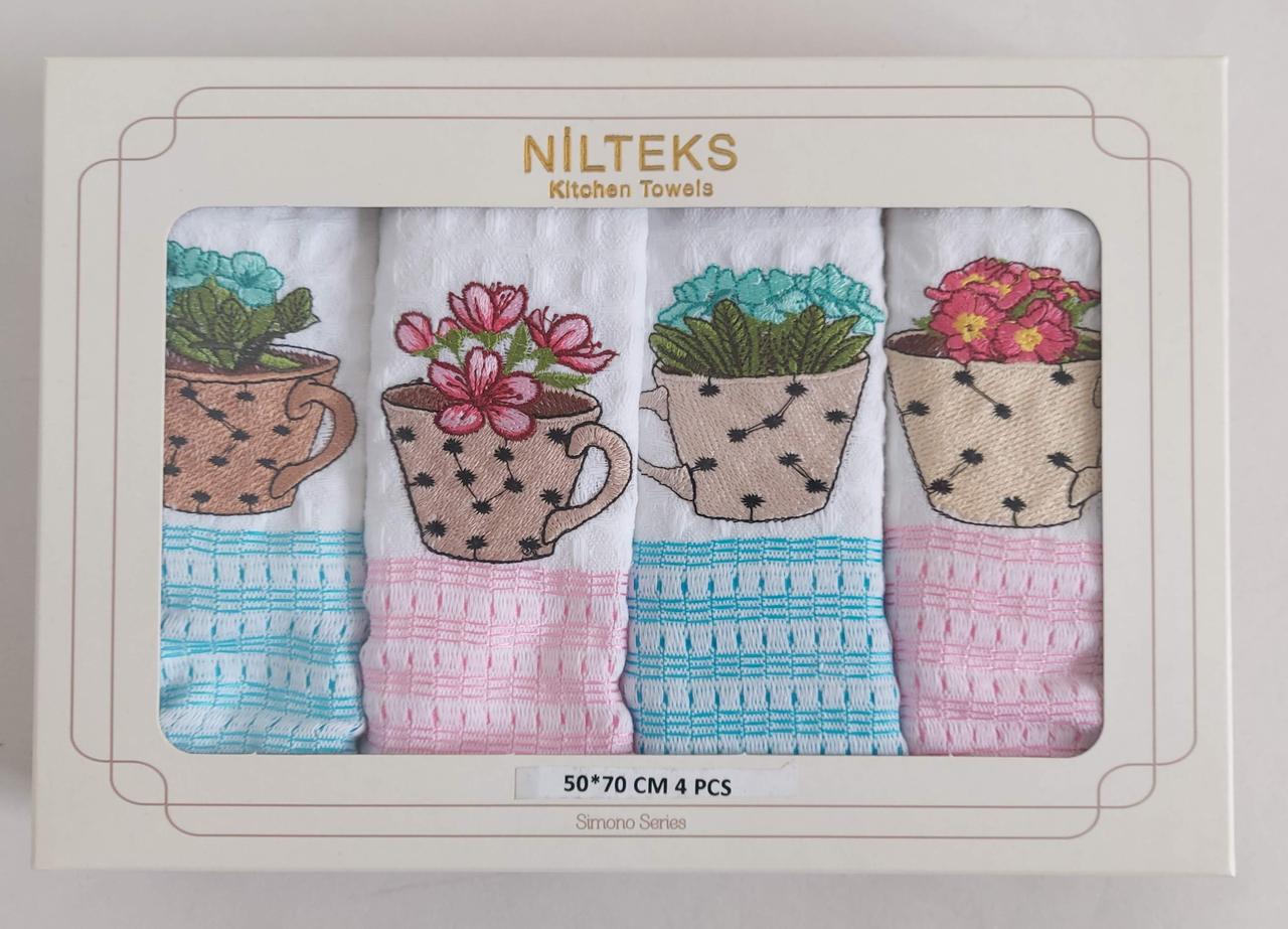 Кухонні вафельні рушники «Nilteks» в подарунковій упаковці (4 шт 50*70 см)