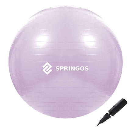 М'яч для фітнесу (фітбол) Springos 65 см Anti-Burst FB0011 Violet Poland, фото 1