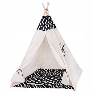 Дитячий намет (вігвам) Springos Tipi XXL TIP01 White/Black Poland