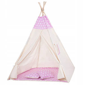 Дитячий намет (вігвам) Springos Tipi XXL TIP09 White/Pink Poland
