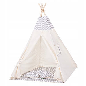 Дитячий намет (вігвам) Springos Tipi XXL TIP03 White/Grey Poland