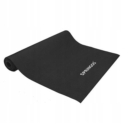 Килимок (мат) для йоги та фітнесу Springos PVC 4 мм YG0034 Black Poland, фото 1