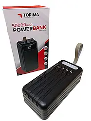 Повербанк Power Bank 50000mAh портативна батарея з ліхтариком та кабелями Torima TRM-1050 Потужний Павербанк