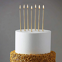 Набор свечей для торта Золото металлик 6 шт высота 14 см