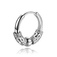 Серьга кольцо мужская из нержавеющей стали (1 шт) DeKolie MK1232-1 серебряный