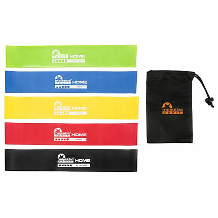 Гумки для фітнесу Majestic Sport Home Mini Band набір 5 шт 5-25 кг M-HMB-4216 Poland, фото 1