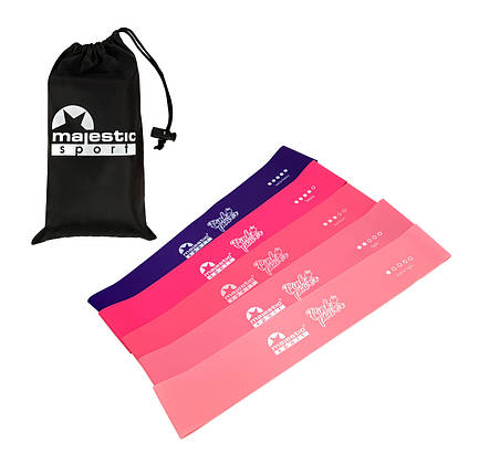 Гумки для фітнесу Majestic Sport Pink Power Mini Band набір 5 шт 5-25 кг GVR2008 Poland, фото 1