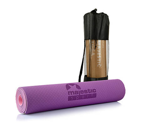 Килимок спортивний Majestic Sport TPE 6 мм для йоги та фітнесу GVT5010/P Purple/Pink Poland, фото 1