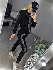 Модний жіночий костюм Bella Belluci чорного кольору зі стразами (трикотаж двунитка Туреччина)