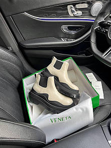 Черевики жіночі бежеві демісезонні Bottega Veneta Mini Beige Black Premium (09223) 40
