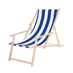 Шезлонг (крісло-лежак) дерев'яний для пляжу, тераси та саду Springos DC0003 WHBL Poland