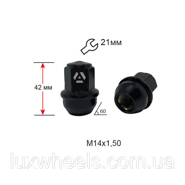 Колісна гайка Tesla M14x1.5x42мм Ключ 21 під оригінальні диски Model 3, Model S, Model X, Ford