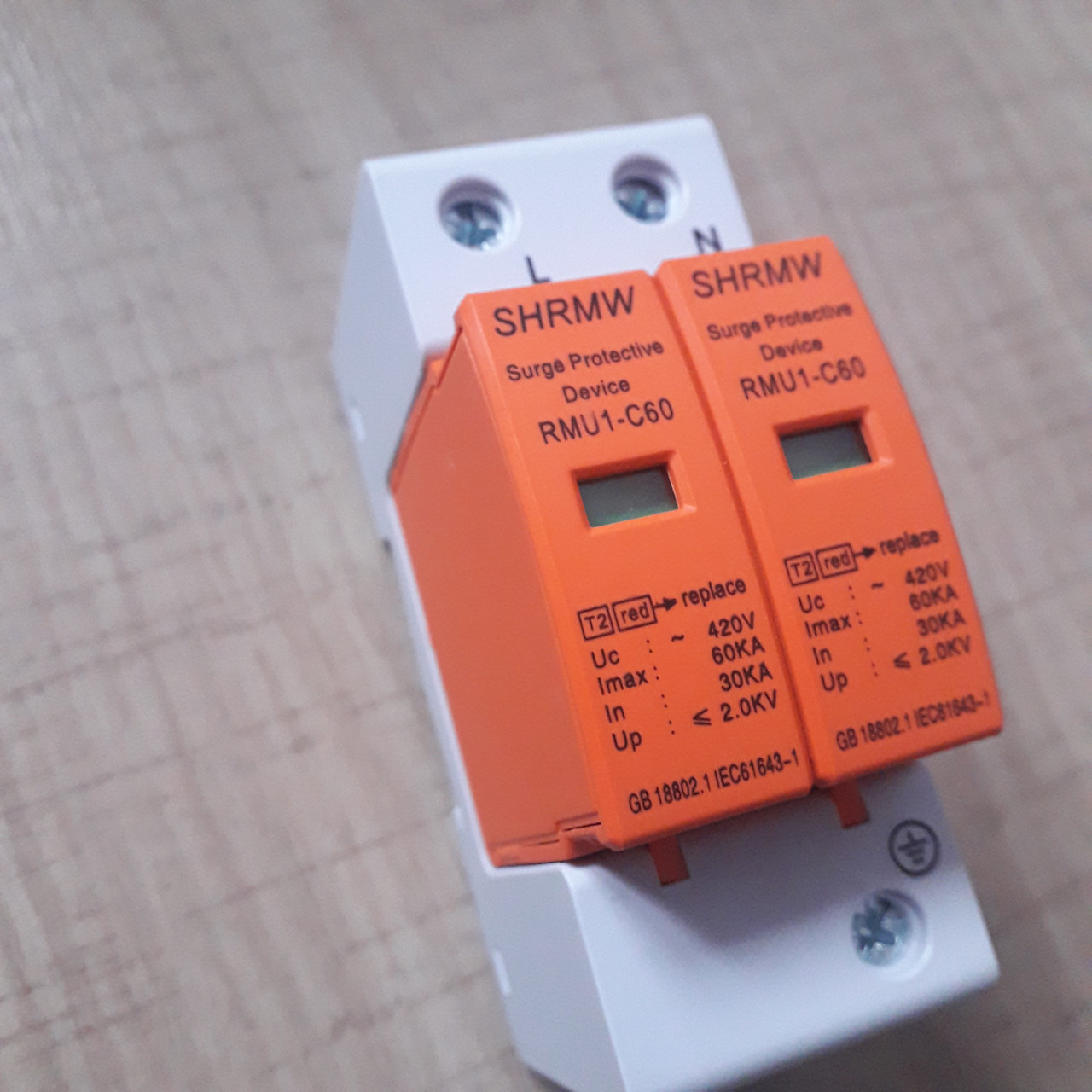 Пристрій захисту від імпульсних перенапруг УЗІП AC 2P 60ka 420v, фото 1