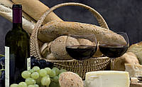 Красивые флизелиновые 3д фотообои на кухню 312x219 см Хлеб сыр и вино (101VEXXL)+клей