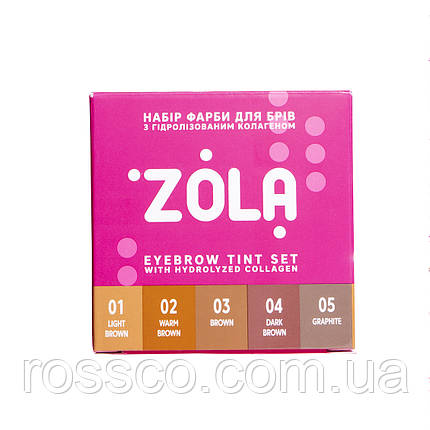 ZOLA Набір фарб для брів із колагеном у саше Eyebrow Tint With Collagen 5x5ml, фото 1