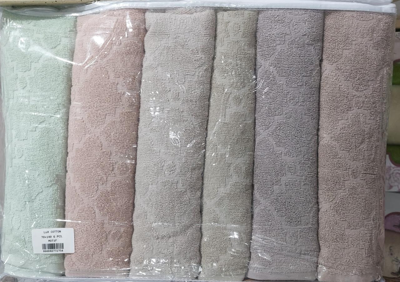 Рушники махрові банні відмінної якості «Lux cotton Motif» 140*70 см (6 шт)