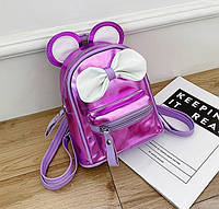 Маленький детский рюкзак Микки Маус с ушами и бантиком, мини рюкзачок для девочек блестящий с ушамиTT