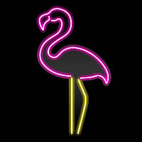 Неоновая вывеска LED розовый фламинго (285х500)