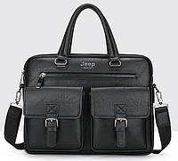 Мужской деловой портфель для документов Jeep формат А4, офисная сумка для работы мужскаяTT