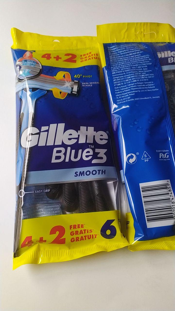 Одноразовые бритвенные станки Gillette Blue 3 Smooth (6шт.) - фото 1 - id-p1755890208