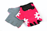 Вело перчатки детские Ergo, розовый, с цветами (REC075) - 3