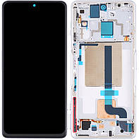 Дисплей Xiaomi Poco F4 GT тачскрин модуль чорний Amoled оригінал переклеєне скло в рамці сріблястого кольору
