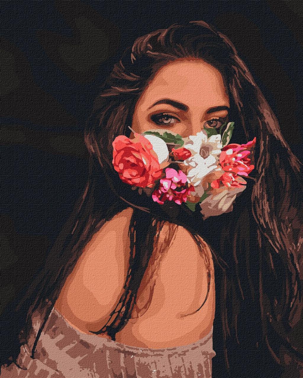 Картина за номерами Дівчина з букетом 40*50 см Ідейка KHO 4767, фото 1