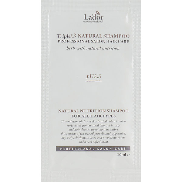 Безсульфатний органічний шампунь La'dor Triplex Natural Shampoo, Мініатюра 10 мл