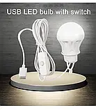 USB Лампочка підвісна лампа-груша 3Вт 5В для кемпінгу читання компьютеру з вимикачем і шнуром 1м, фото 3