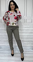 Костюм женский классика, штаны и блуза размеры от 44 по 64