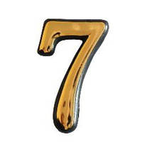 Номер на двері №7 золотистого кольору 5.5 см / номерок дверний пластиковий на клейкій основі