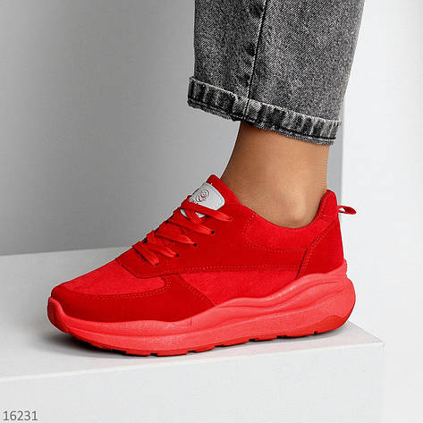 Кросівки червоні жіночі, замшеві повсякденні високі кросівки, зручні кросівки