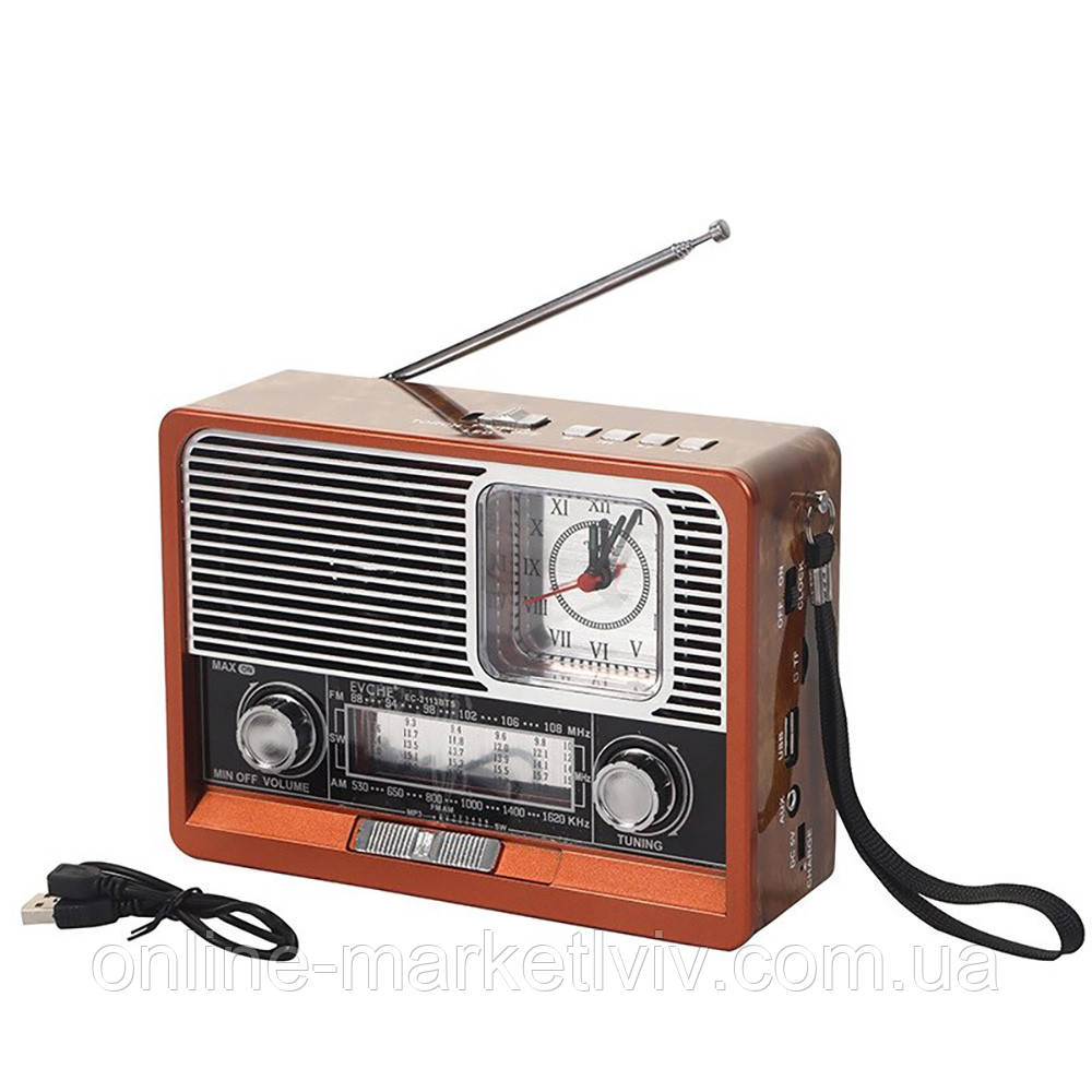 Купить Аккумуляторный FM радиоприемник с фонариком, часами, AUX, USB ...