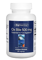 Allergy Research Group, Ox bile 500, бычья желчь, 500 мг, 100 растительных капсул