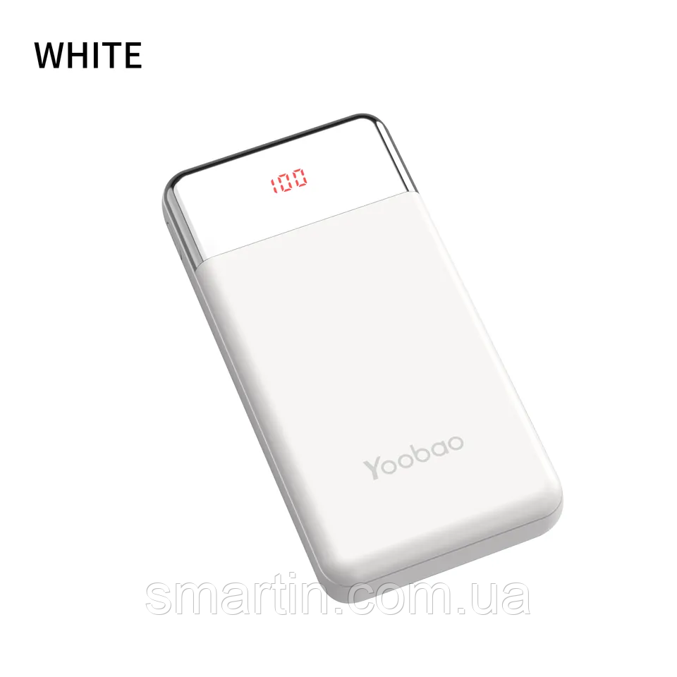 Повербанк Yoobao портативна батарея (30000mAh, 2USB/1Type-C, Lightning, MicroUsb, 30W) - Білий