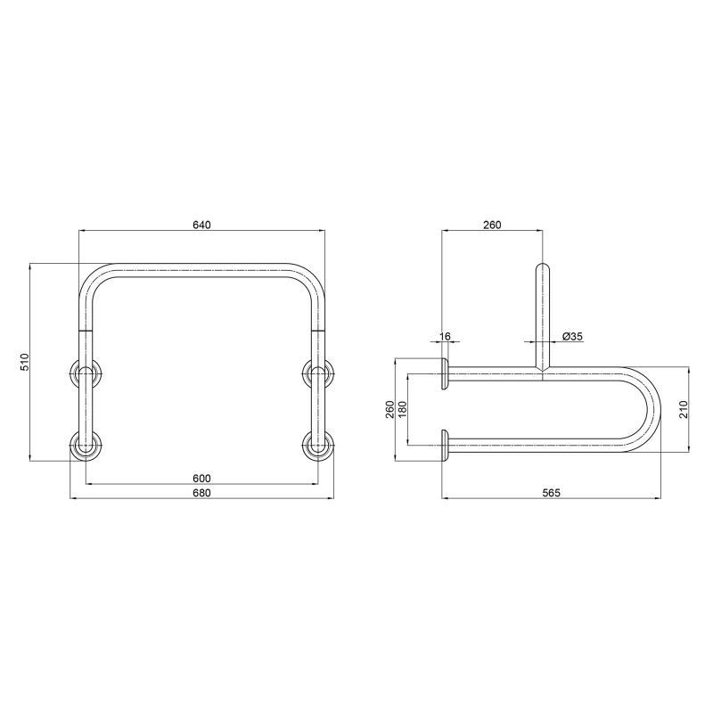 Поручень двойной для писсуара Qtap Freedom 600x520 Chrome QT229188CHR - фото 2 - id-p1755988362