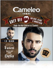 Фарба для чоловіків для волосся, бороди та вусів Delia Cosmetics Cameleo Men Grey Off 1.0 чорна, 15 мл