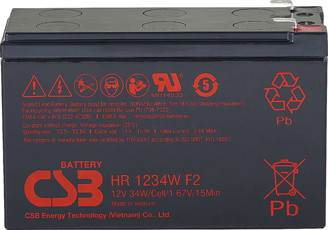 Акумуляторная батарея CSB HR1234W 12V 9 Ah 5 years High Rate AGM VRLA (для ИБП)