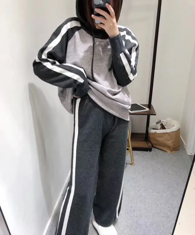 Вязаный Женский Прогулочный Спортивный Теплый Костюм с Брюками 44/48 ...