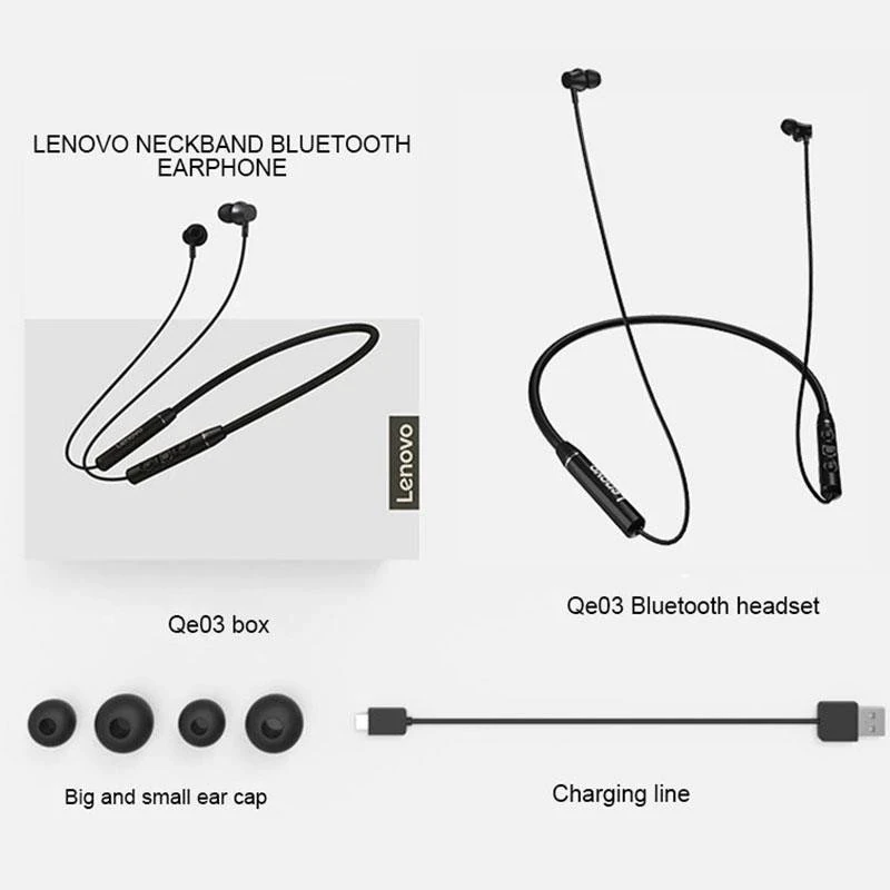 Беспроводные наушники Lenovo QE03 Bluetooth 5.0 водонепроницаемые спортивные наушники-вкладыши - фото 4 - id-p1686804065