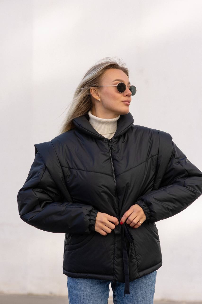 Жіноча тепла куртка-трансформер Donna з плащової тканини утеплювач синтепух Gdi2392