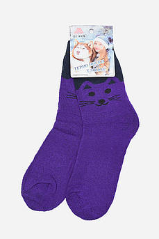 Шкарпетки махрові дитячі для дівчинки фіолетового кольору розмір  32-38                              154428M