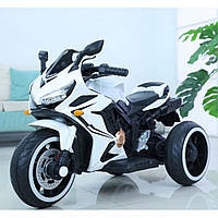 1 Електромотоцикл дитячий на акумуляторі 3-х колісний SPOKO N-518 електричний мотоцикл для дітей білий