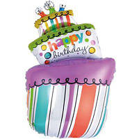 Фольгированный шар торт happy birthday 54см. х 98см.