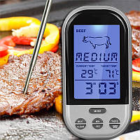 Беспроводной термометр (до 30 м) с щупом для приготовления пищи YB414-SZ (0 до +250 °С) С ф-ей Будильник