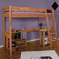 Ліжко-трансформер із робочою зоною та стелажем B07 80х190 дерев'яне з бука ТМ Mobler