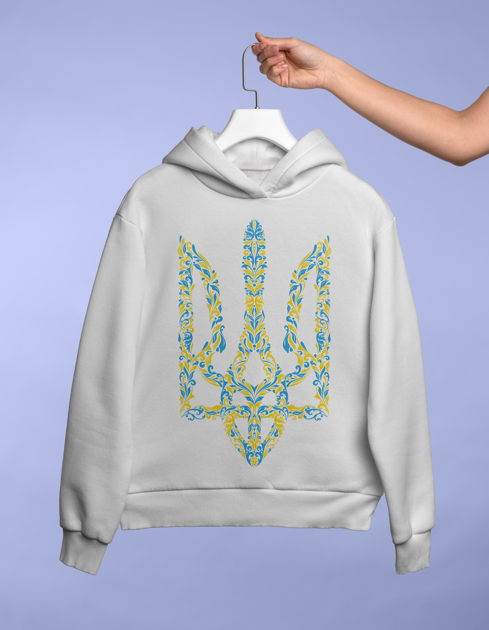 Світшот білий "Квітучий герб України"