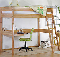 Ліжко-чердак трансформер із письмовим столом B04 80х190 дерев'яне з бука колір натуральний ТМ Mobler